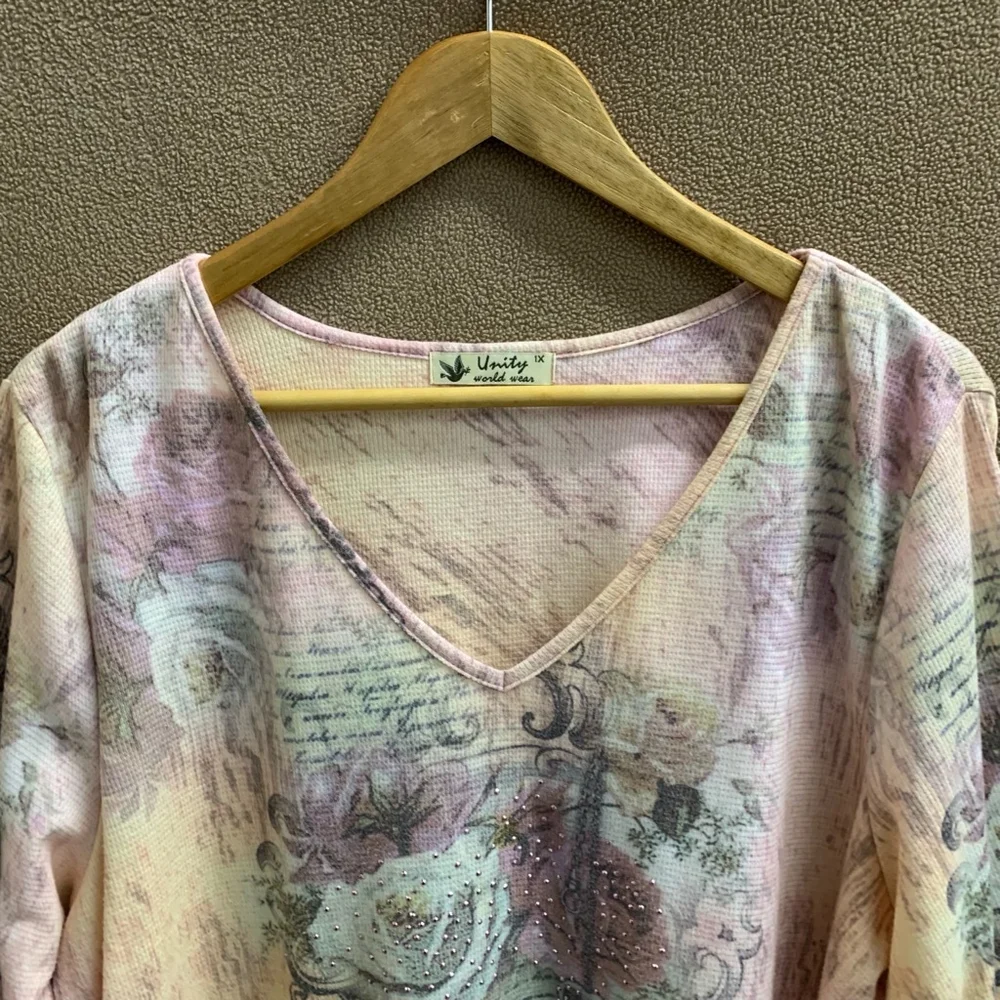 B03-Women's Unity World Wear Blouse, 1X, Pink VTG vintage - Picture 5 of 6